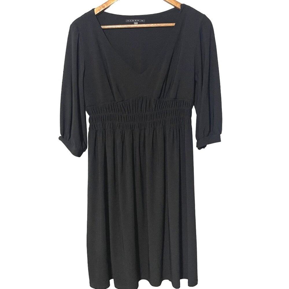 Tiana B Dress Knee Length Elastic Waist V-Neck 3/4 Sleeve NWT Small